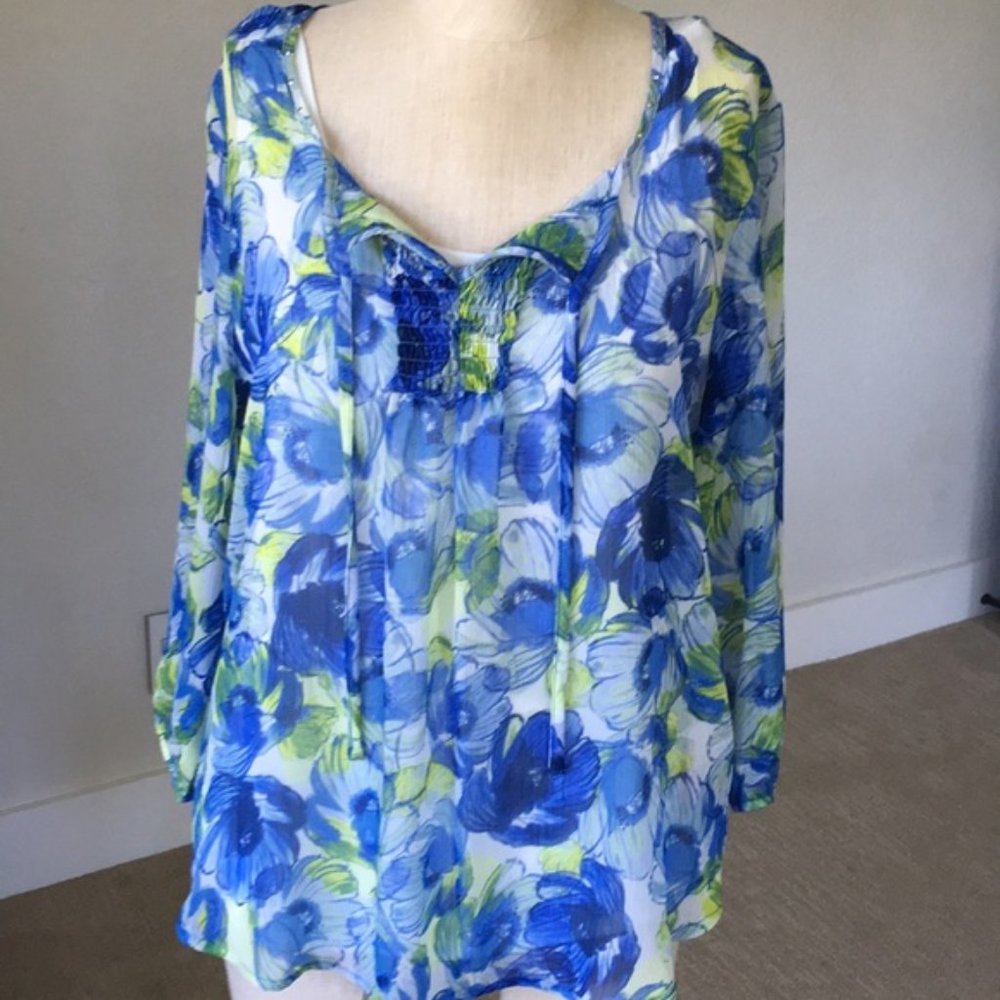 Hearts of Palm blue green blouse - 10